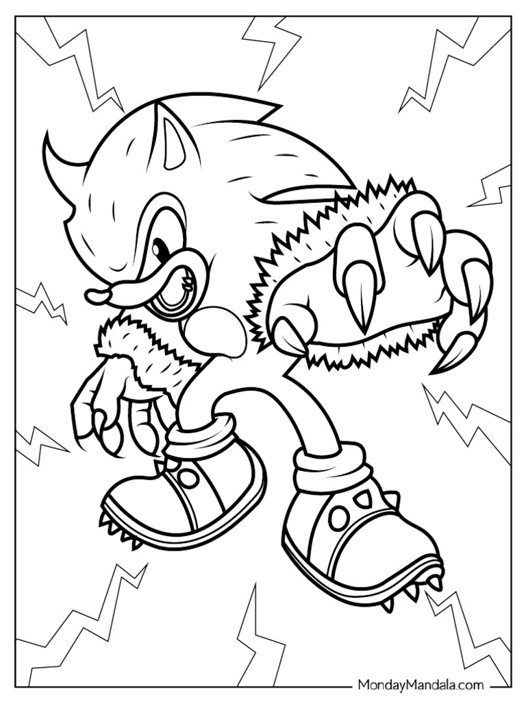 Werewolf Sonic Coloring Page