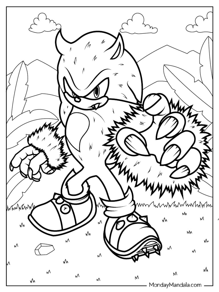 Sonic The Werehog in Fighting Stance Coloring Page | PDF