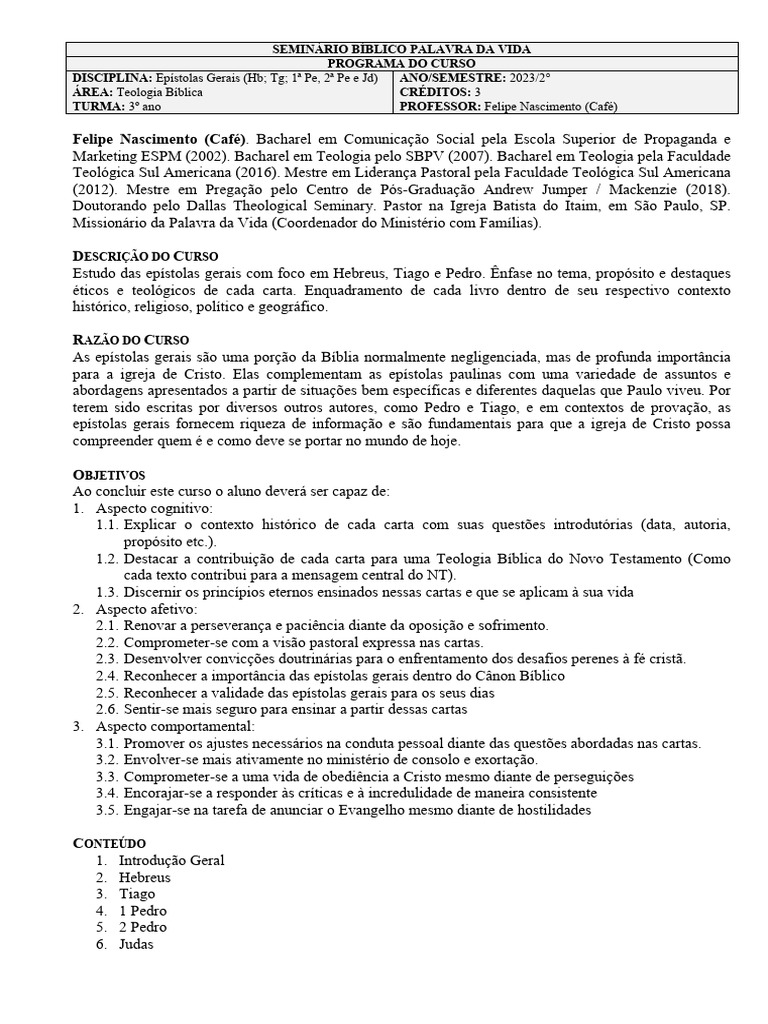 Folha de Rosto - Epístolas Gerais | PDF | Novo Testamento | Teologia