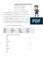 Exercises About Adjectives and Prepositions 9th