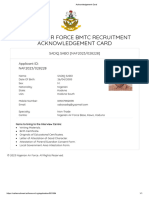 Nigerian Air Force BMTC Recruitment Acknowledgement Card: SADIQ SABO (NAF2023/028228) Applicant ID: NAF2023/028228