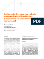 Influencia de Curso Pre Cálculo en Ecuaciones Diferenciales y Desarrollo de Pensamiento Variacional