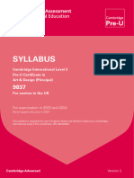 Syllabus: Cambridge International Level 3 Pre-U Certificate in Art & Design (Principal)