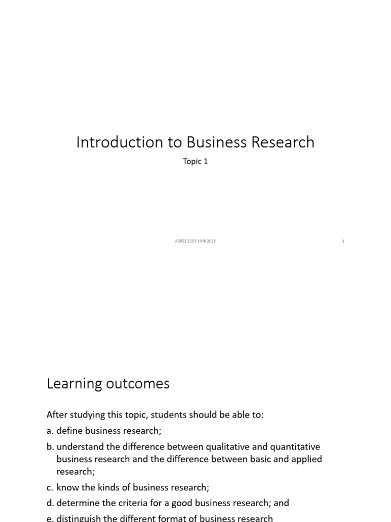 Introduction to Business Research | PDF | Qualitative Research ...
