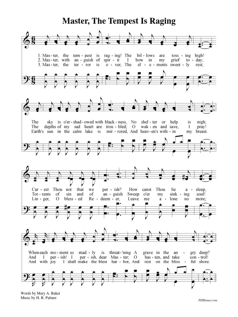 Master, The Tempest Is Raging Hymn | PDF