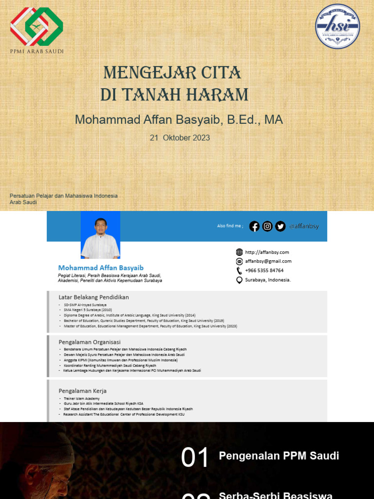 Presentasi Beasiswa Saudi Seminar Study In Saudi Pdf