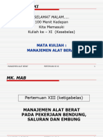 Manajemen Alat Berat Pada Pekerjaan Saluran Dan Embung