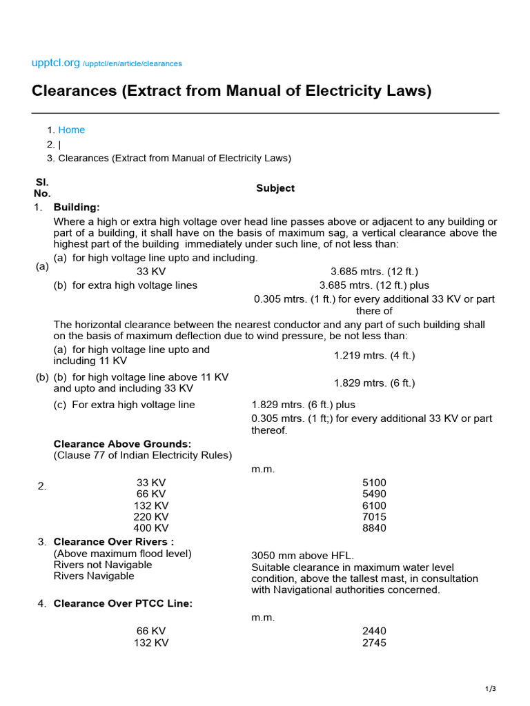 Clearances PDF Electric Power Transmission Voltage
