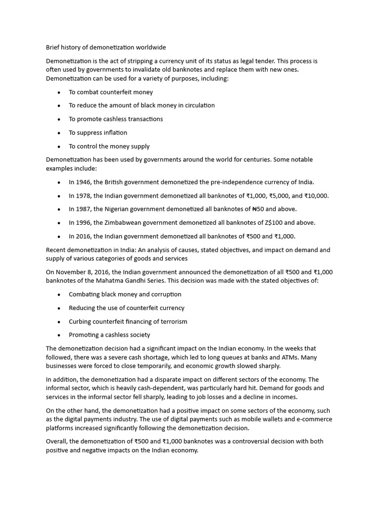 Global History of Demonetization | PDF | Legal Tender | Currency