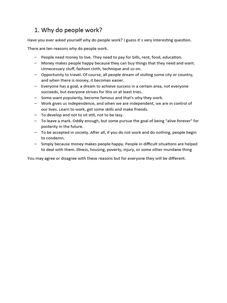 Why Do People Work | PDF