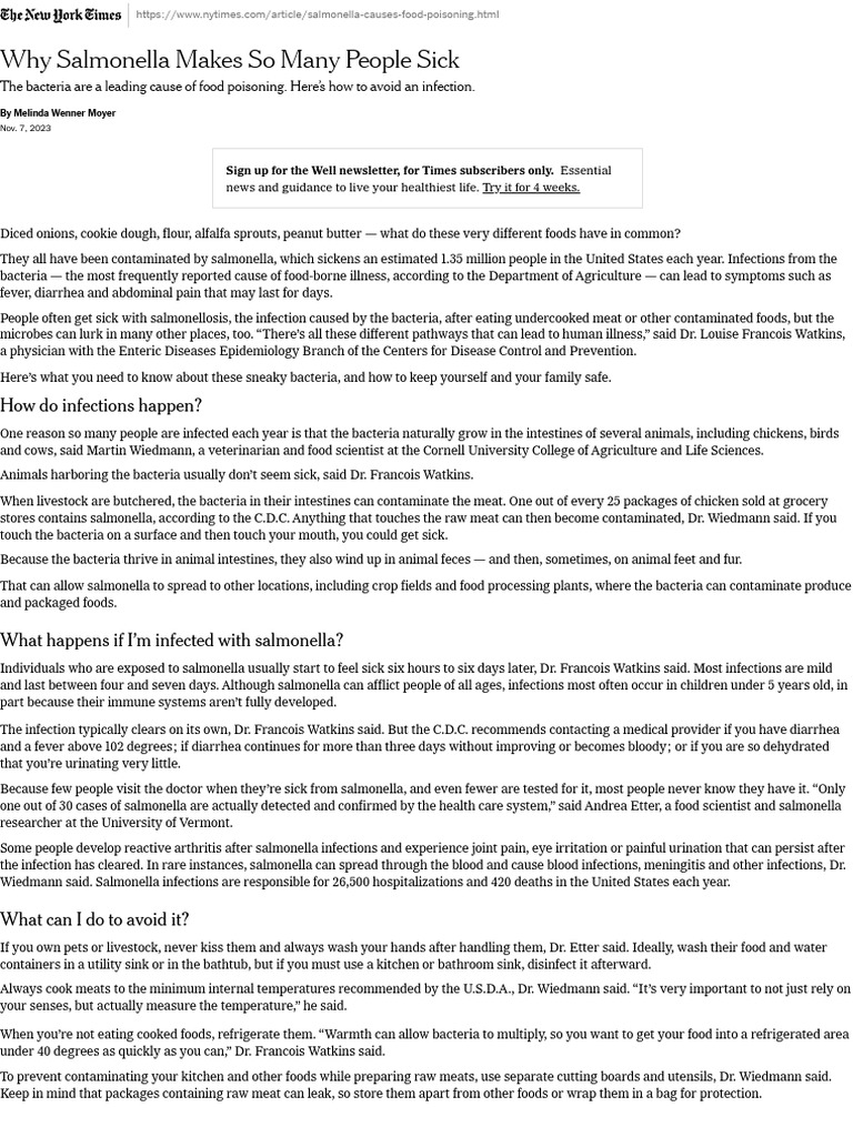 What Causes Salmonella Infections, and How To Avoid Sick PDF