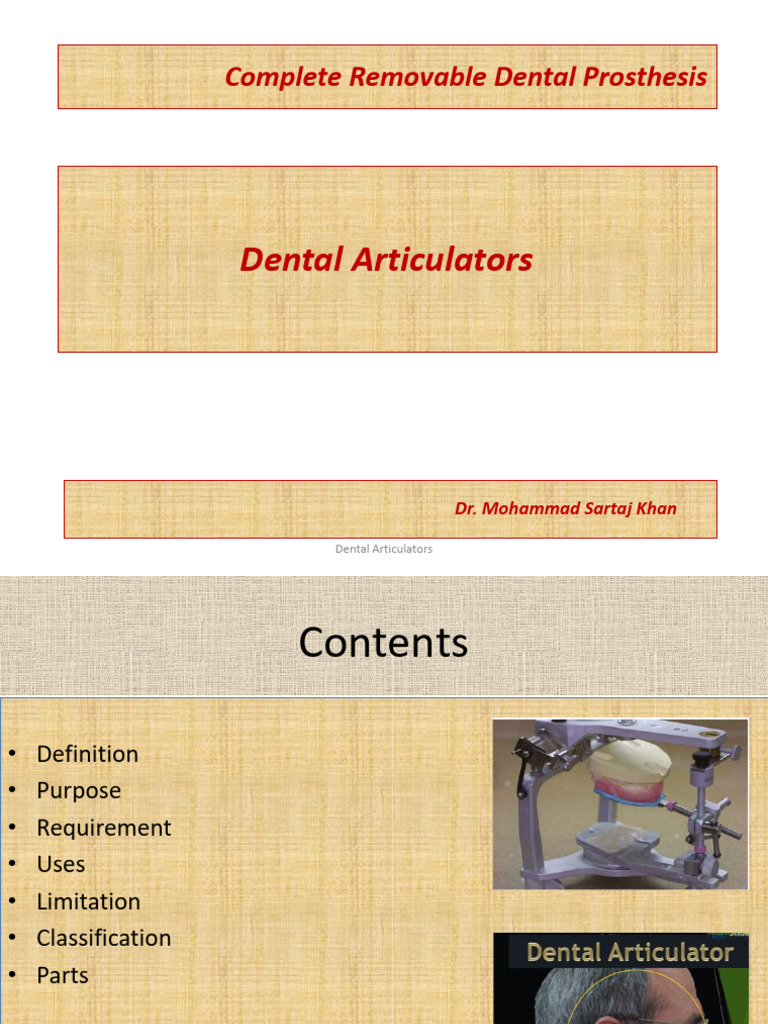 Articulators PDF Dentistry Branches