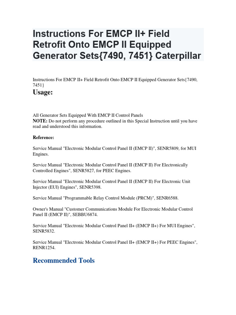 EMCP II+ Retrofit Instructions for Generators | PDF | Electrical ...