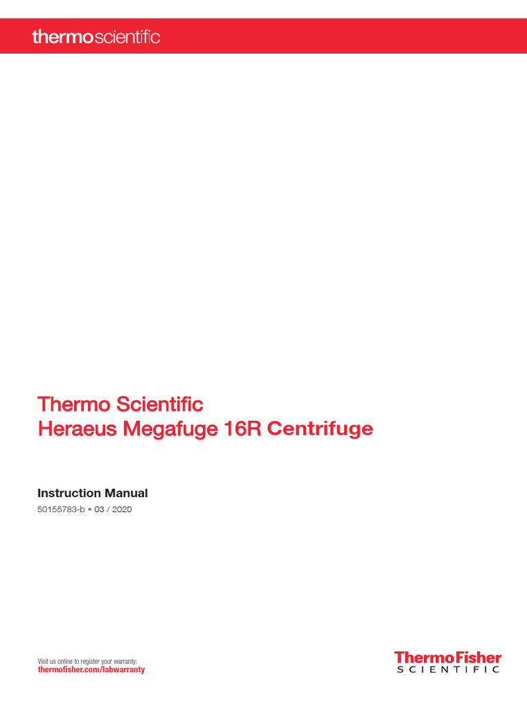 50155783BThermo Scientific Heraeus Megafuge 16REn PDF Centrifuge