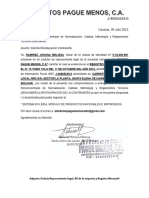 Carta Explicativa para El Debloqueo SENCAMER