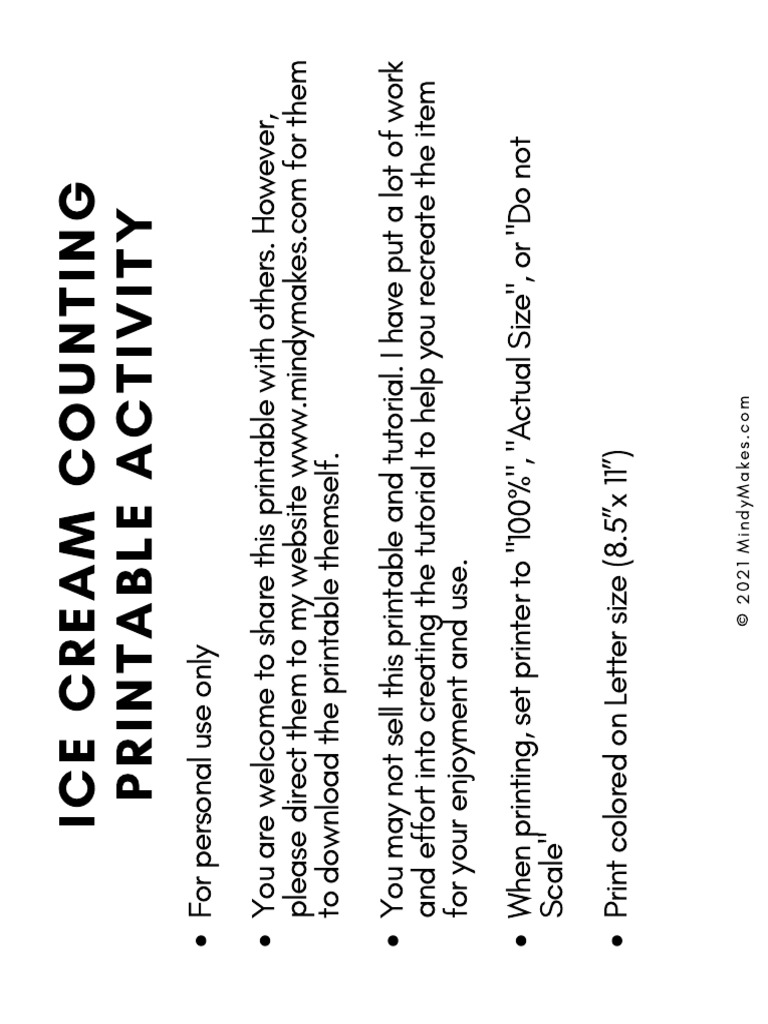 Ice Cream Counting Printable Activity | PDF