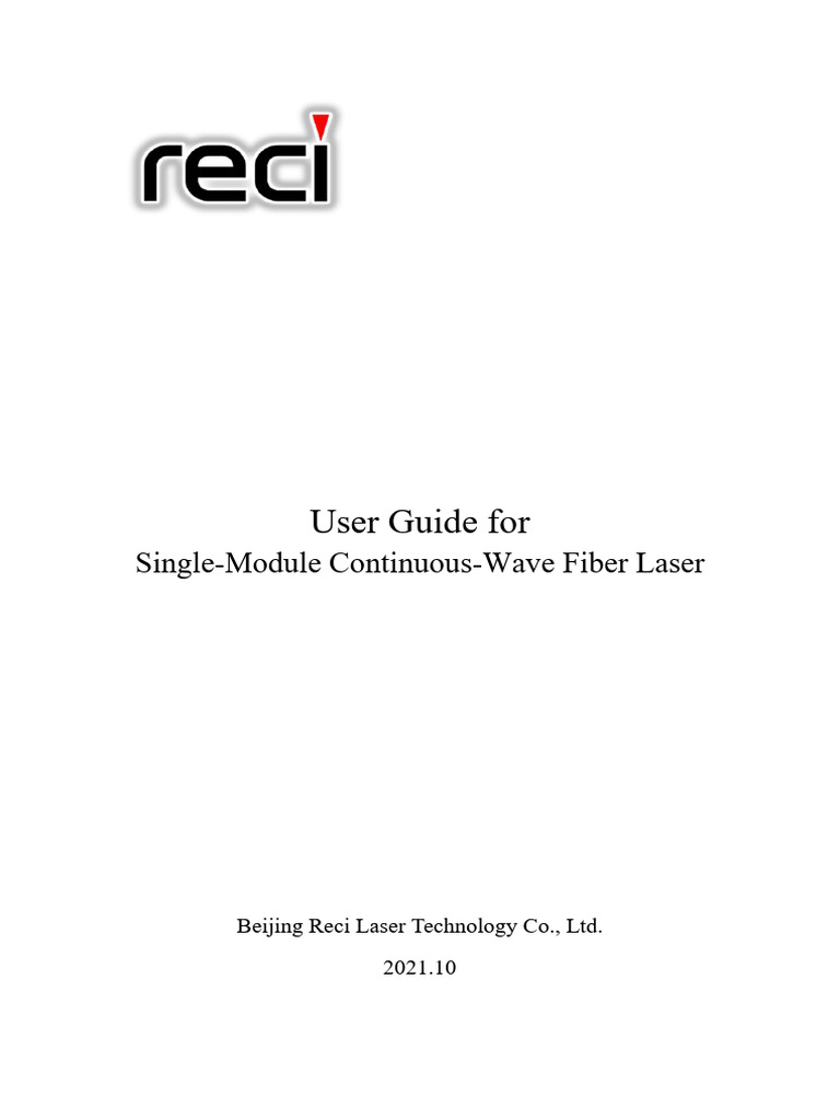 Reci Fiber Laser User Guide | PDF | Laser | Optical Fiber