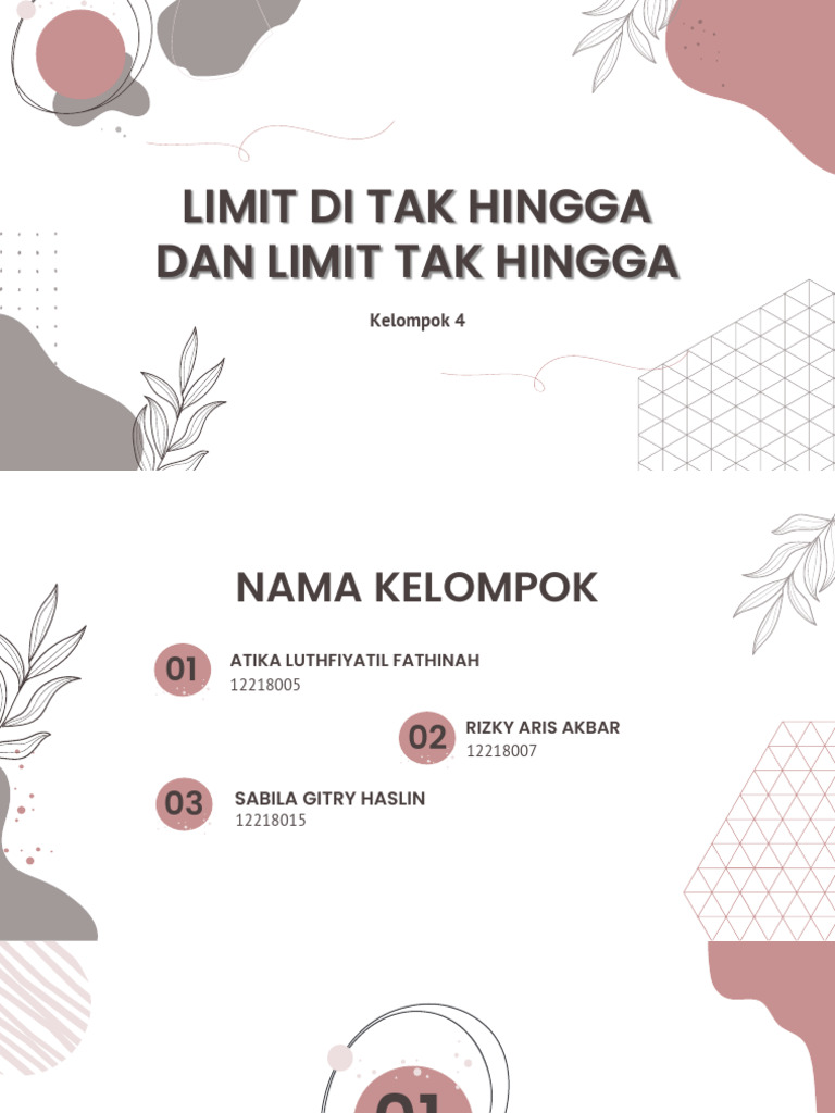 Limit Di Tak Hingga Dan Limit Tak Hingga - Kalkulus Diferensial ...