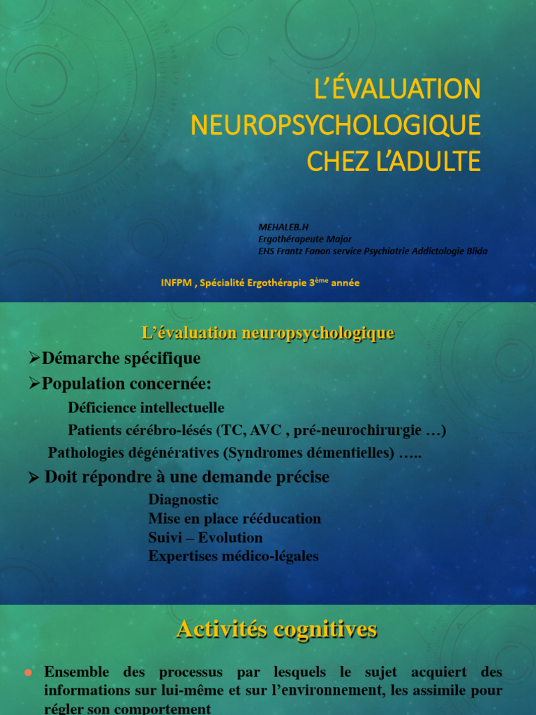 L’Évaluation Neuropsychologique | PDF | Mémoire | Neuropsychologie