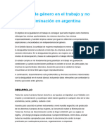 Igualdad de Género en El Trabajo y No Discriminación en Argentina