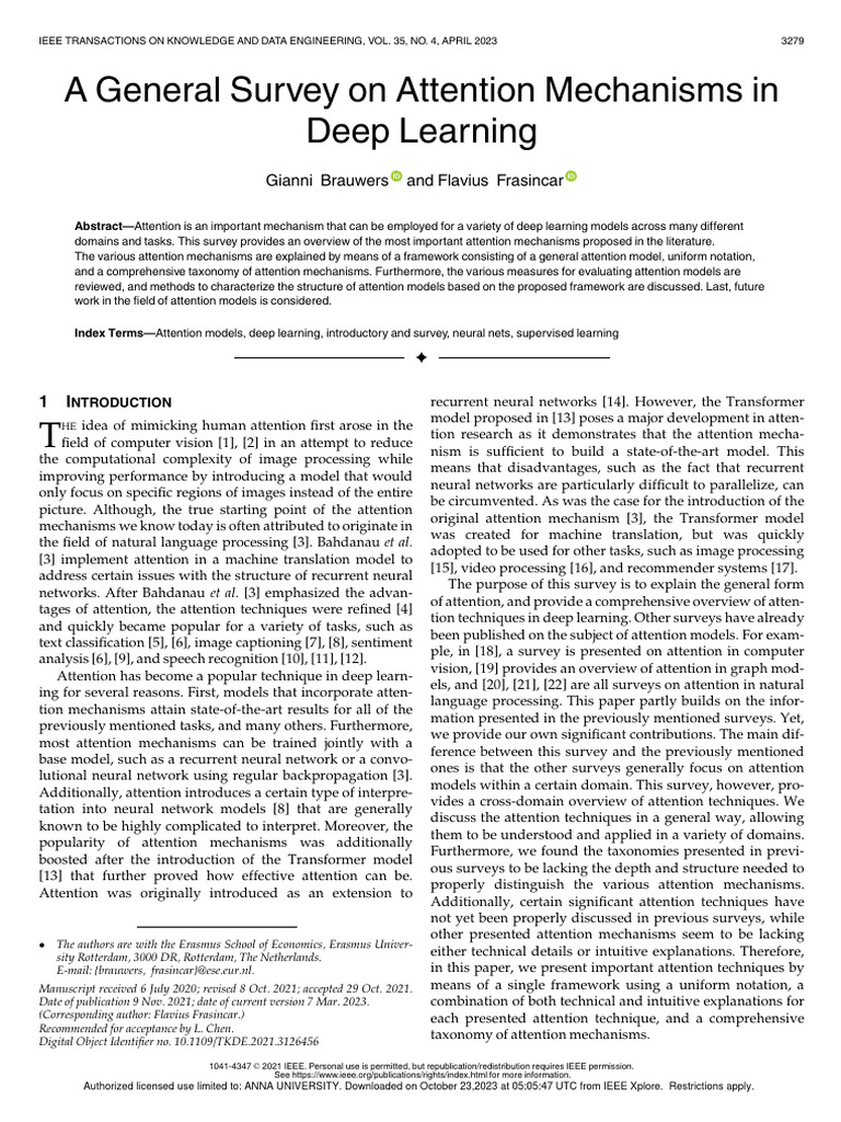 A General Survey On Attention Mechanisms in Deep Learning | PDF ...