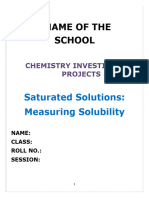 Saturated Solutions (Measuring Solubility)