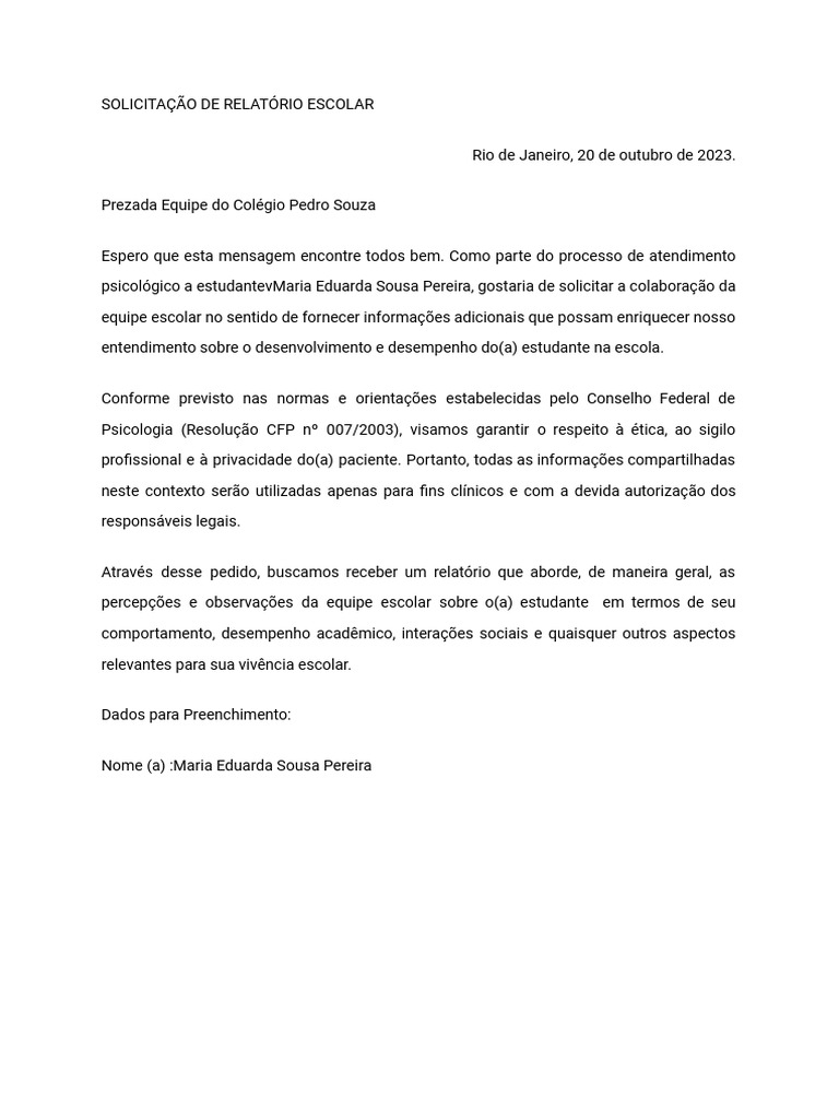 Modelo De Carta De Solicitacao Para Download Gratis Template Word ...