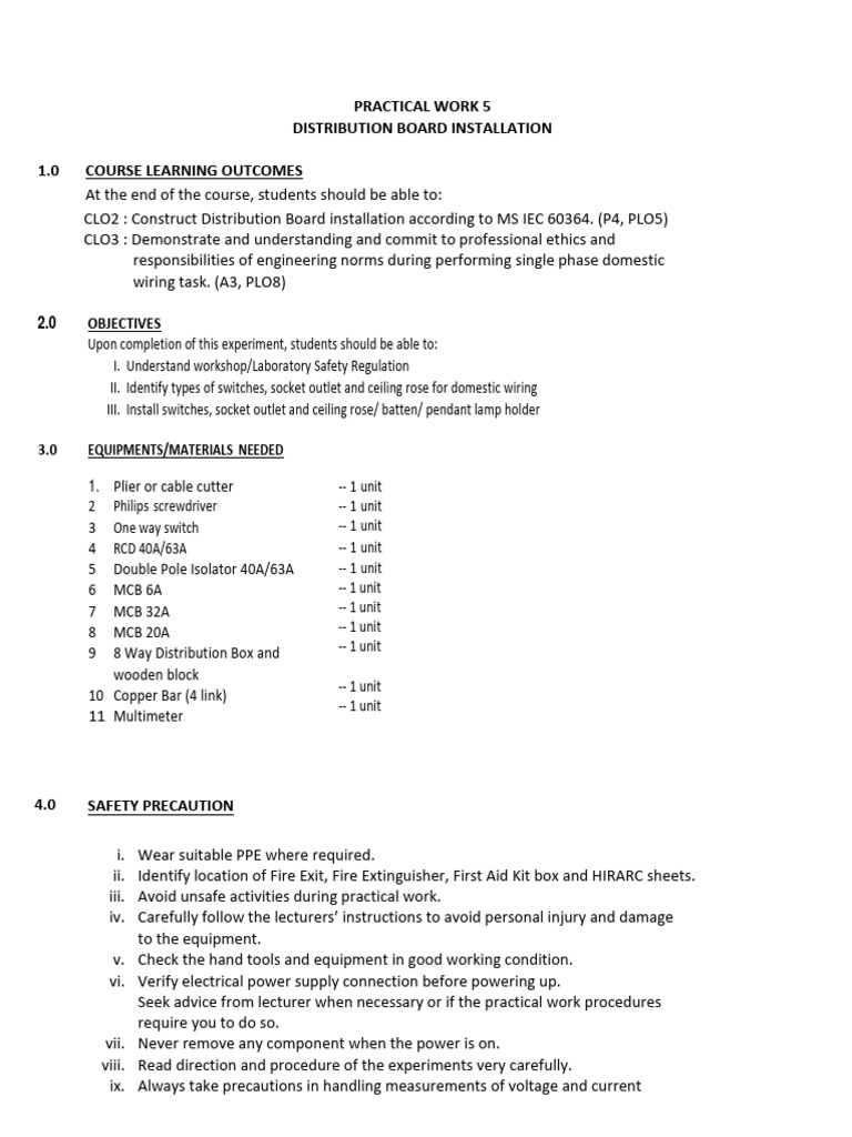 Practical Work 5 Si 20223024 | PDF | Equipment | Electrical Engineering