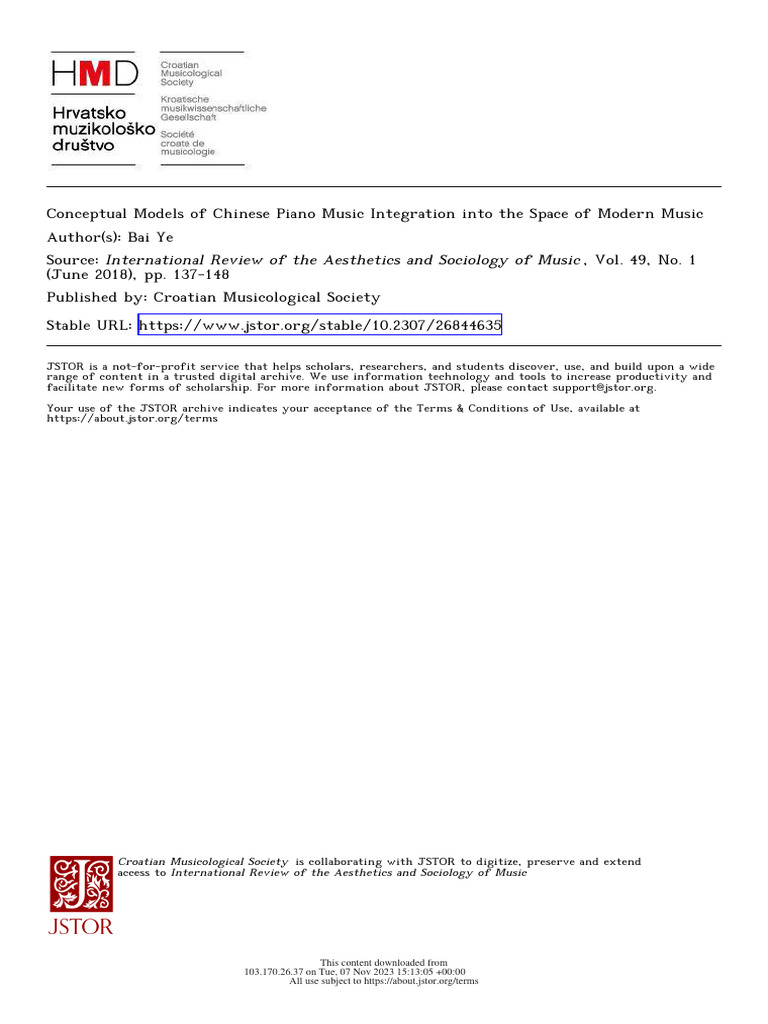 Chinese Piano Music in Modern Context | PDF | Piano | China