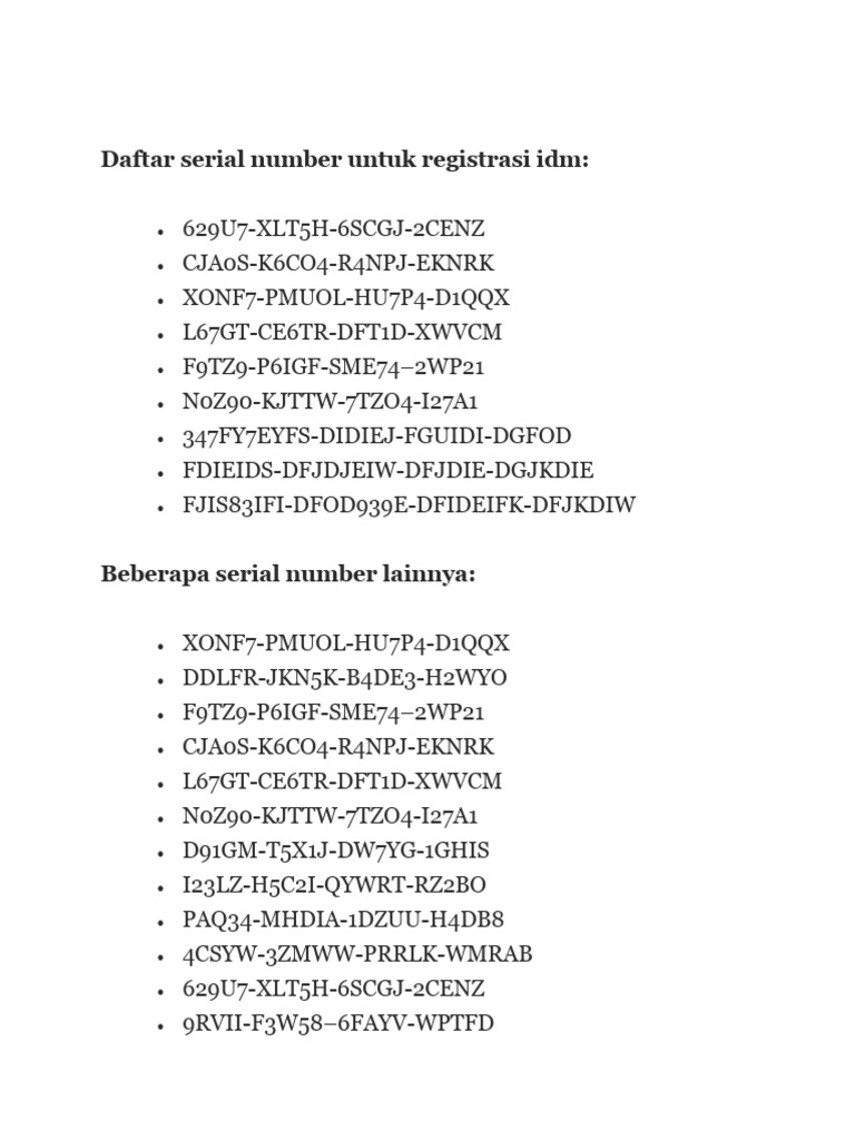 Registrasi Idm Serial Number