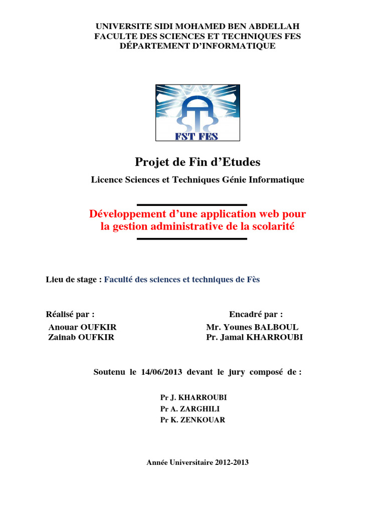 Application de gestion administrative FSTF | PDF | Doctorat | Langage ...