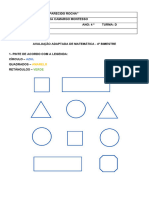 Avaliação Adaptada de Matemática - 4º Bimestre