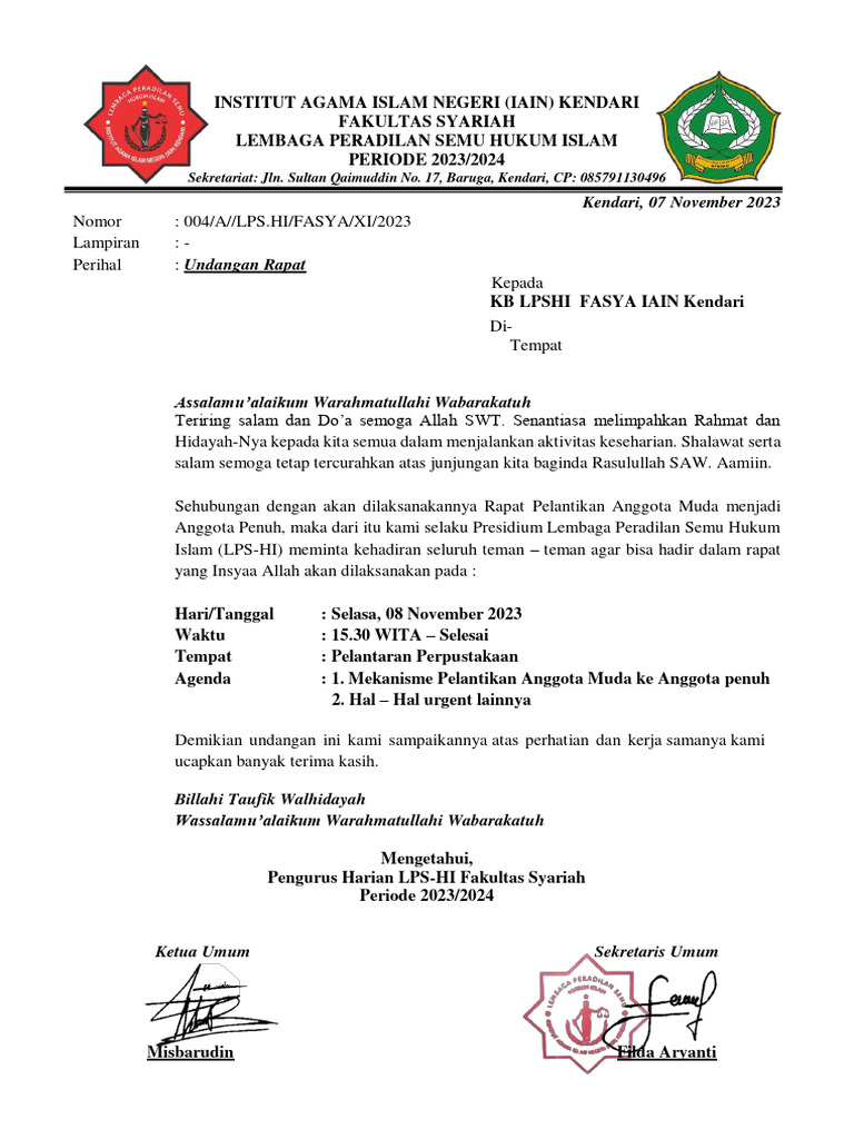003 Undangan Rapat - 2 | PDF