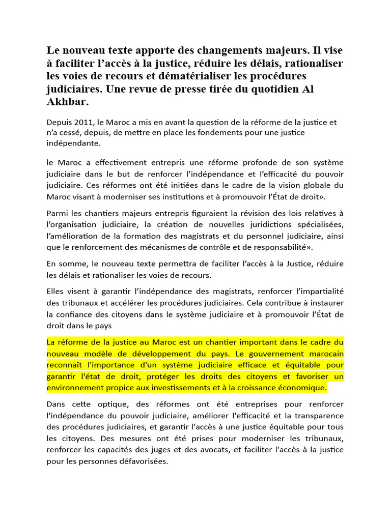 Réforme de la justice au Maroc 2023 | PDF | Maroc | Justice