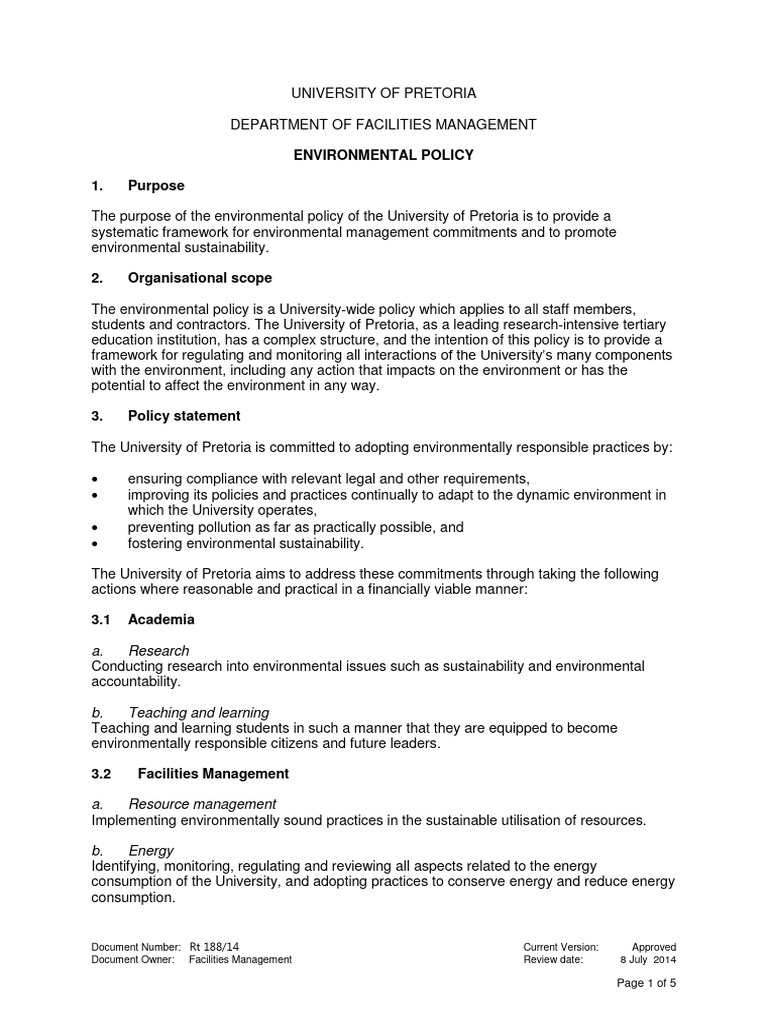 Rt188 14 Environmental Policy Zp170167 Pdf Environmental Resource