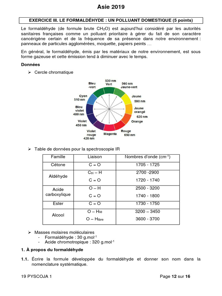 Formule du formaldéhyde et analyse | PDF | Méthanal | Spectrophotométrie