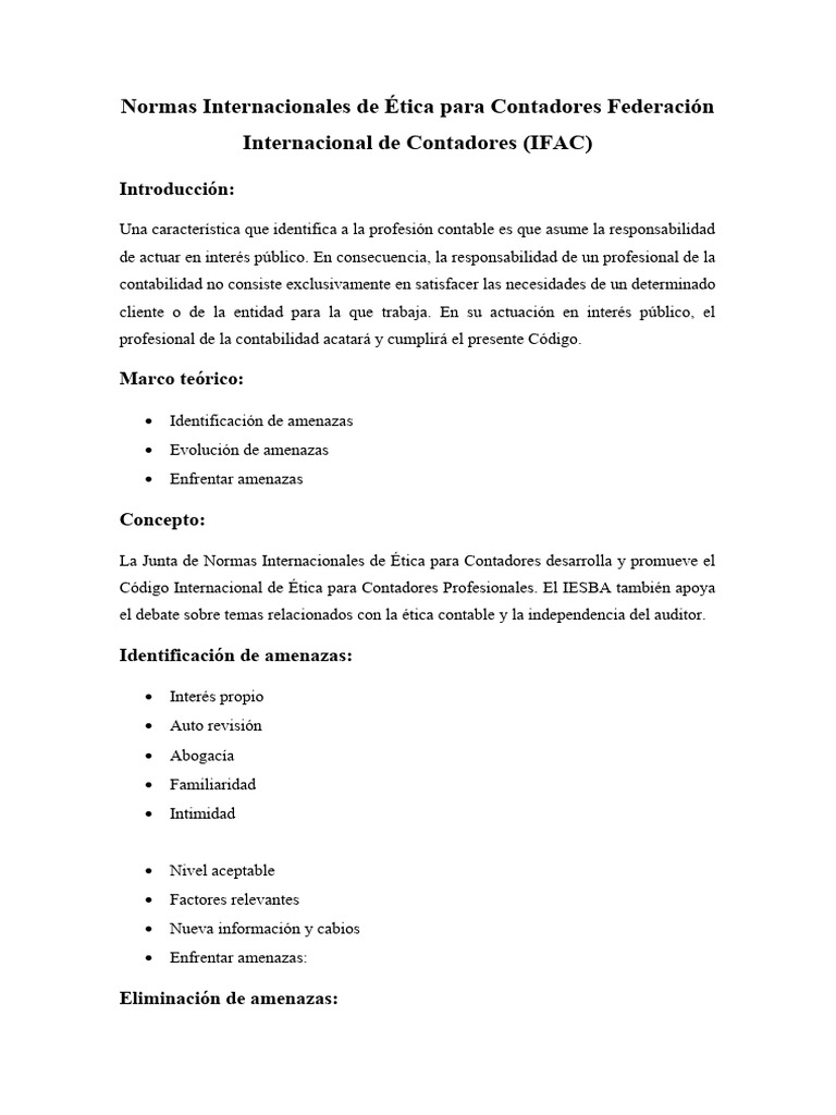 Normas Internacionales de Ética para Contadores Federación ...