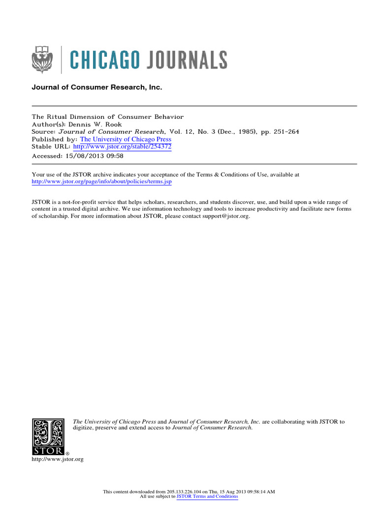 Rituals in Consumer Behavior Analysis | PDF | Rituals | Habits