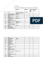 Mobile Maitenance and Fridge Maintence Material Checklist of I Term