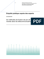 Enquête Publique Auprès Des Experts: Les Méthodes de Fixation de Prix de Gros Régle-Mentés Dans Les Télécommunications