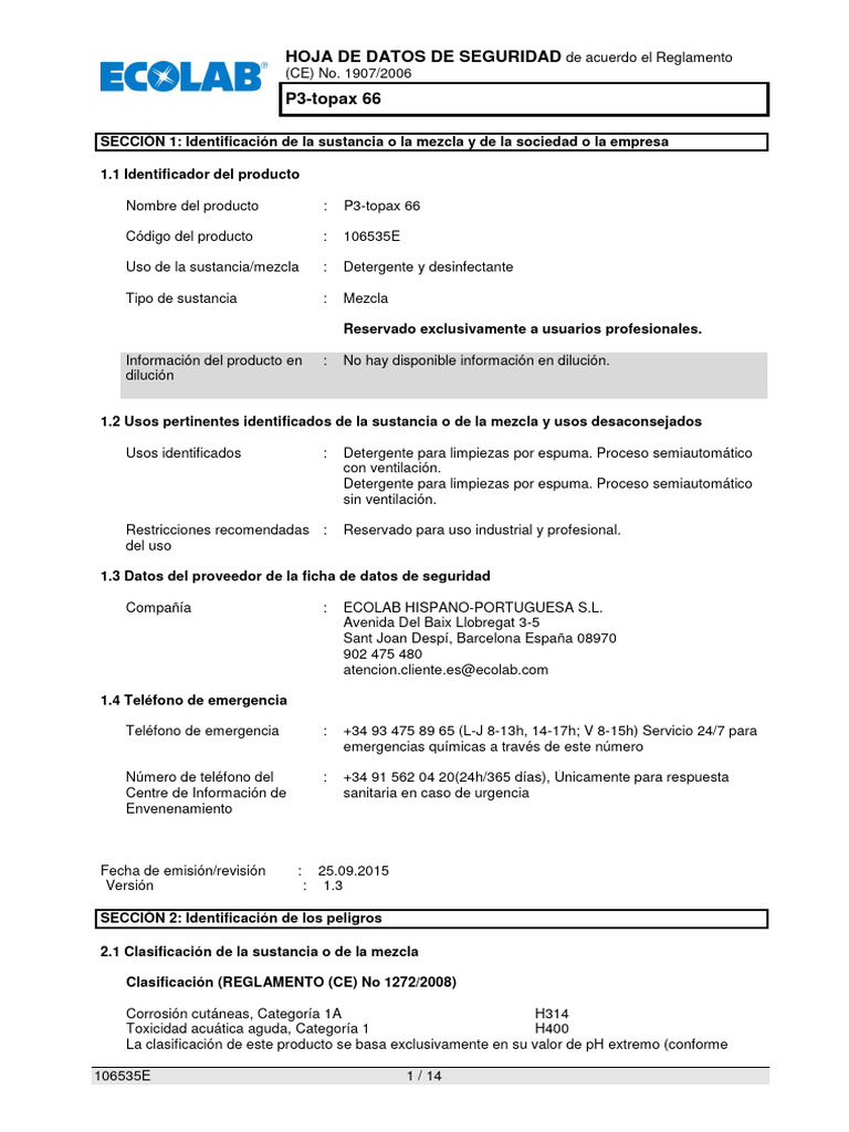 Seguridad y usos de P3-topax 66 | PDF | Quemar | Toxicidad