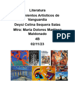 Literatura Movimientos Artísticos de Vanguardia Deysi Celina Sequera Salas Mtra: María Dolores Martínez Maldonado 4B 02/11/23
