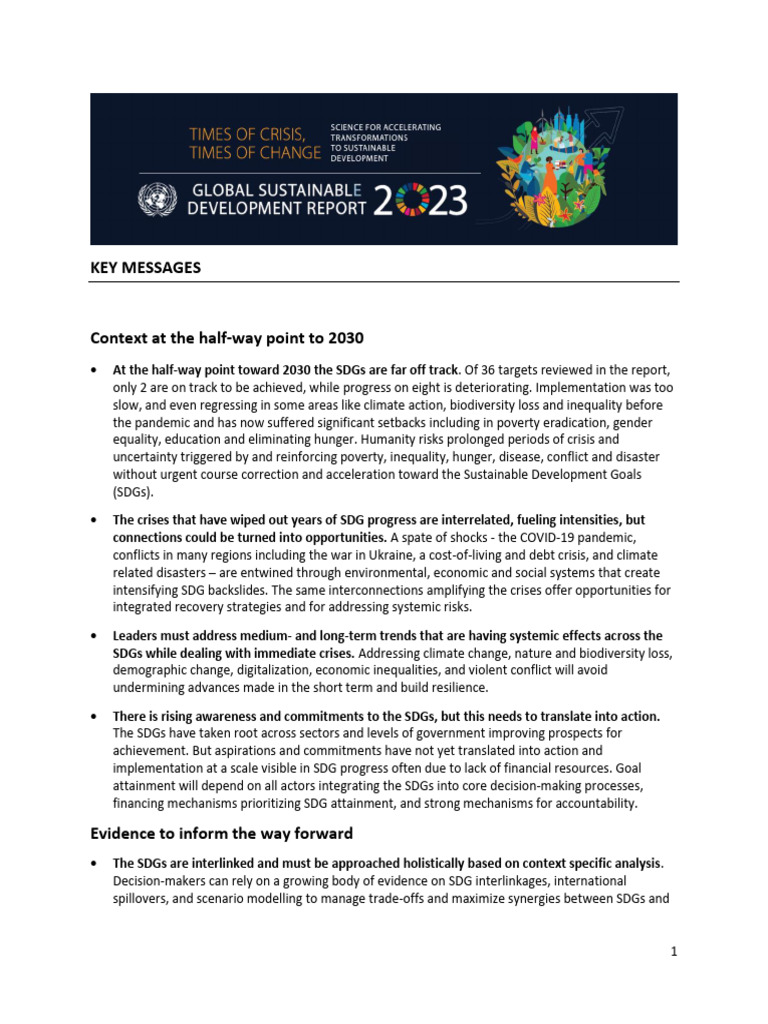 GSDR 2023 Key Messages - 1 | PDF | Sustainability | Economies