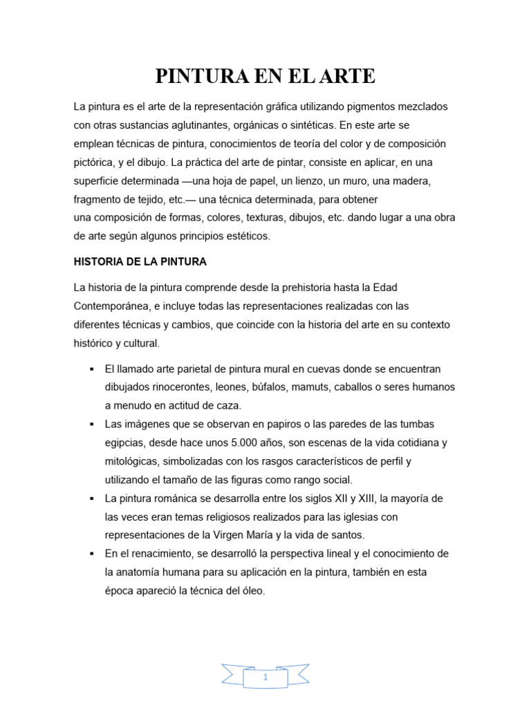 La pintura como arte y técnica | PDF | Pinturas | Artes plásticas