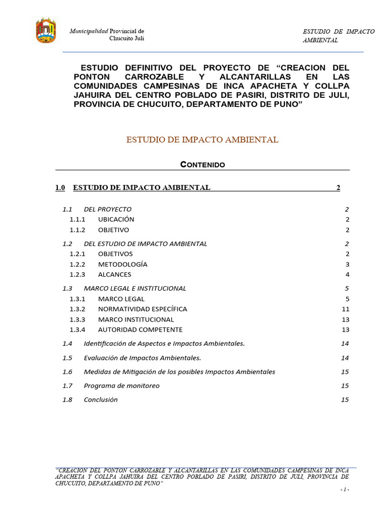 Estudio de Impacto Ambiental | PDF | Evaluación de impacto ambiental ...