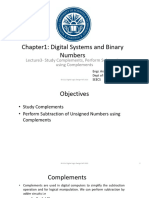 Lecture3 Chapter1 - Unsigned Numbers, Subtraction of Unsigned Numbers Using Complements