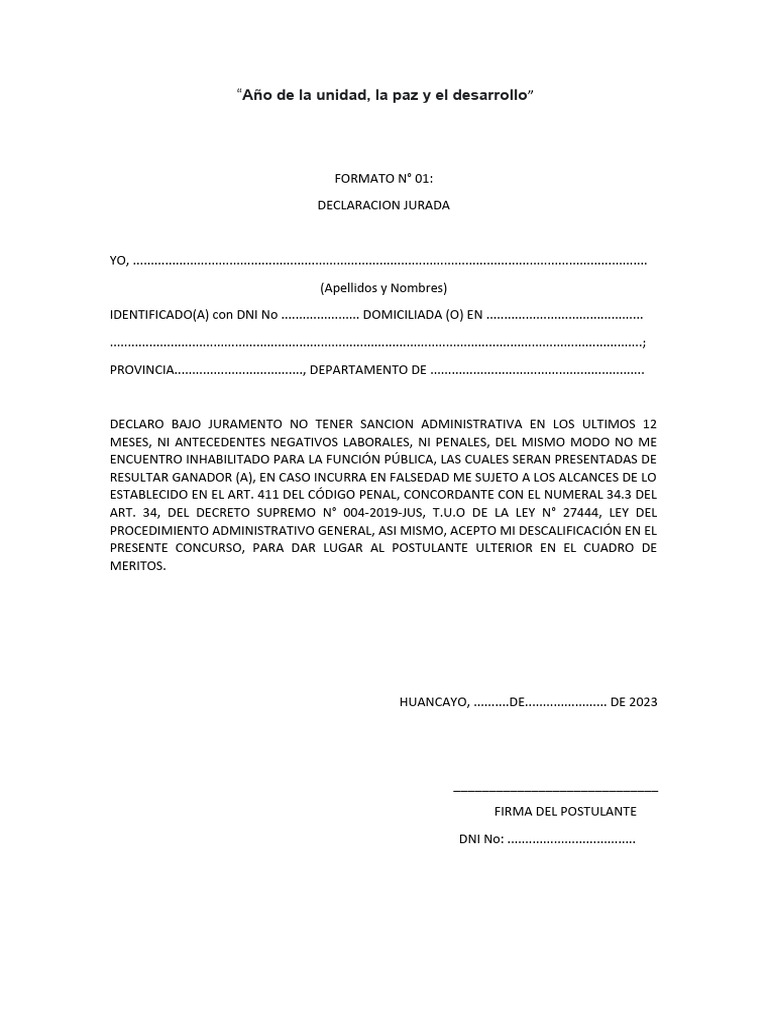 Declaracion Jurada | PDF | Justicia | Crimen y violencia