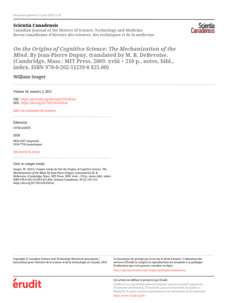 On The Origins of Cognitive Science The | PDF | Science des systèmes ...