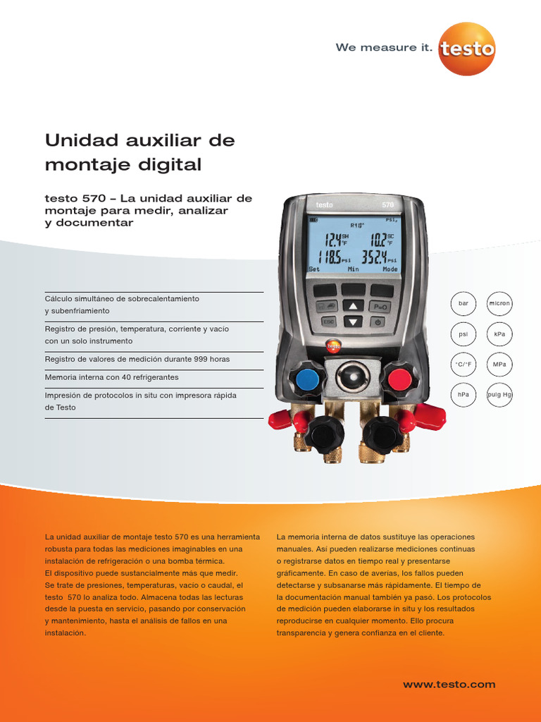 Testo 570: Medición y Análisis de Refrigeración | PDF | Pascal (Unidad ...