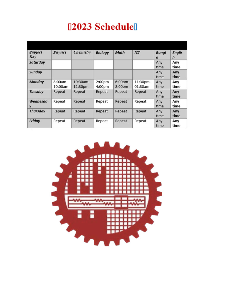 Schedule PDF